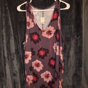 Maurice's XL Scoop Charcoal Floral Tank NWT